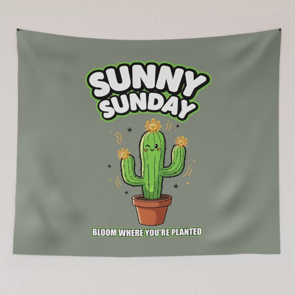 Item preview, Sunny Sunday Cactus - Bloom Where You're Planted Kawaii Art designed and sold by AwesomeBeyondLimits.
