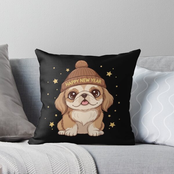Item preview, Happy New Year 2026 - Cute Pekingese Puppy in Cozy Winter Hat designed and sold by The Real Life Symphony.