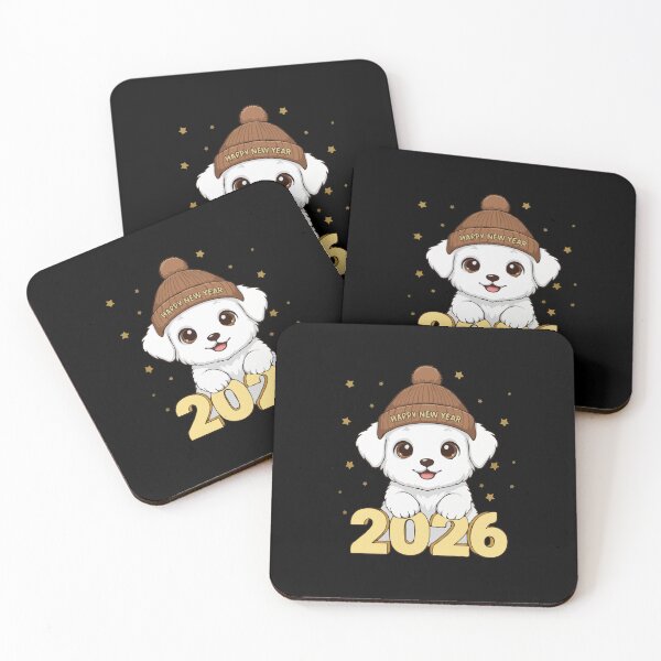 Item preview, Happy New Year 2026 - Cute Italian Volpino Puppy in Cozy Winter Hat designed and sold by The Real Life Symphony.
