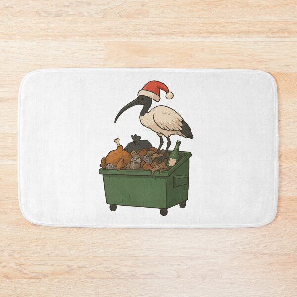 Item preview, Funny Aussie Bin Chicken Christmas Art – Santa Ibis Dumpster Bird Meme – Australian Holiday Humor Illustration designed and sold by BrainBubbleArt.