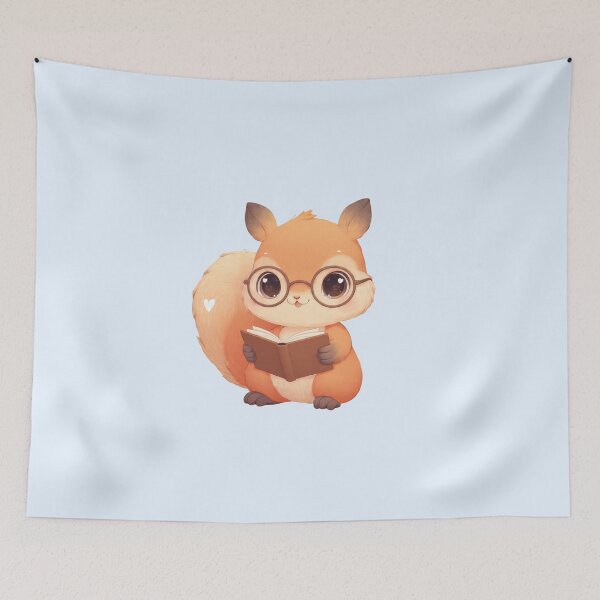 Item preview, Niko the Cute Reading Squirrel – Cute Companions designed and sold by Cute-Companions.