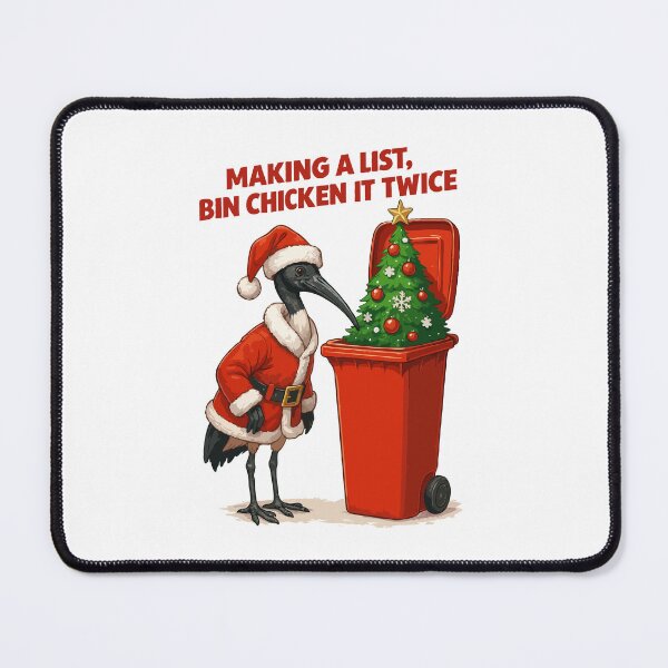 Item preview, Making A List, Bin Chicken It Twice - Funny Bin Chicken Christmas Santa - Australian Ibis Holiday Meme, Aussie Xmas Trash Bird Art designed and sold by BrainBubbleArt.