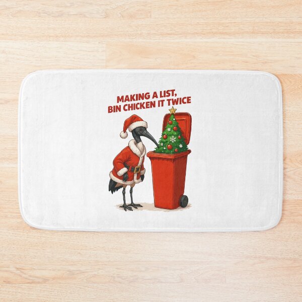 Item preview, Making A List, Bin Chicken It Twice - Funny Bin Chicken Christmas Santa - Australian Ibis Holiday Meme, Aussie Xmas Trash Bird Art designed and sold by BrainBubbleArt.