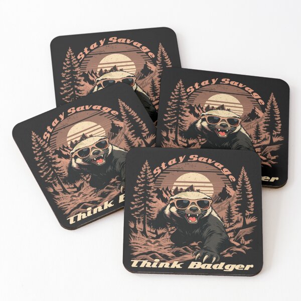 Item preview, Retro Honey Badger – Stay Savage, Think Badger Wilderness Tee designed and sold by Muse Merch.