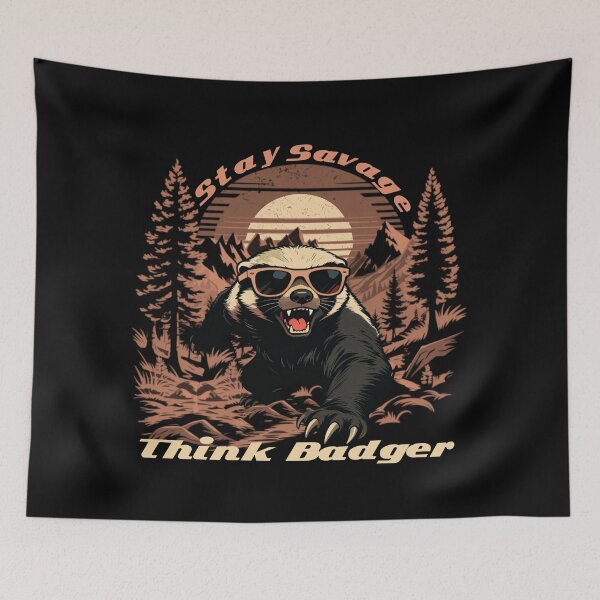 Item preview, Retro Honey Badger – Stay Savage, Think Badger Wilderness Tee designed and sold by Muse Merch.