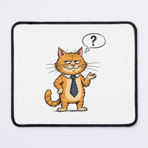 Item preview, Business Cat Cartoon with Question Mark – Witty Office Humor Design designed and sold by YASS@.