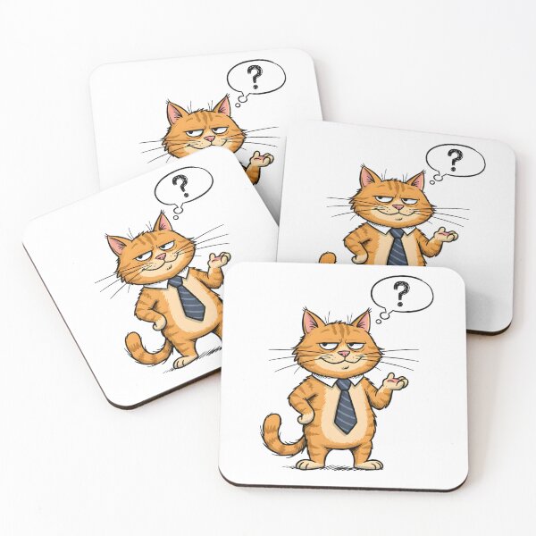 Item preview, Business Cat Cartoon with Question Mark – Witty Office Humor Design designed and sold by YASS@.