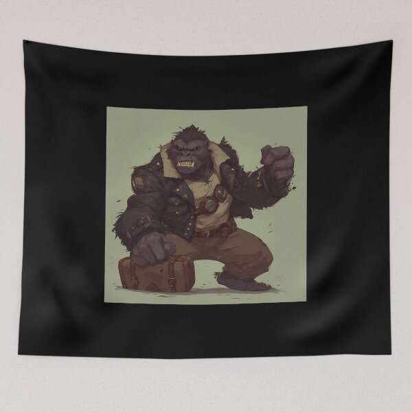 Item preview, Aviator Gorilla Warrior – Battle-Ready Anthropomorphic Ape Art designed and sold by Skolyak.