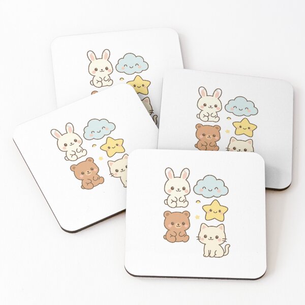 Item preview, Kawaii Pastel Animals – Cute Bunny, Bear & Cat Art designed and sold by Steinart.