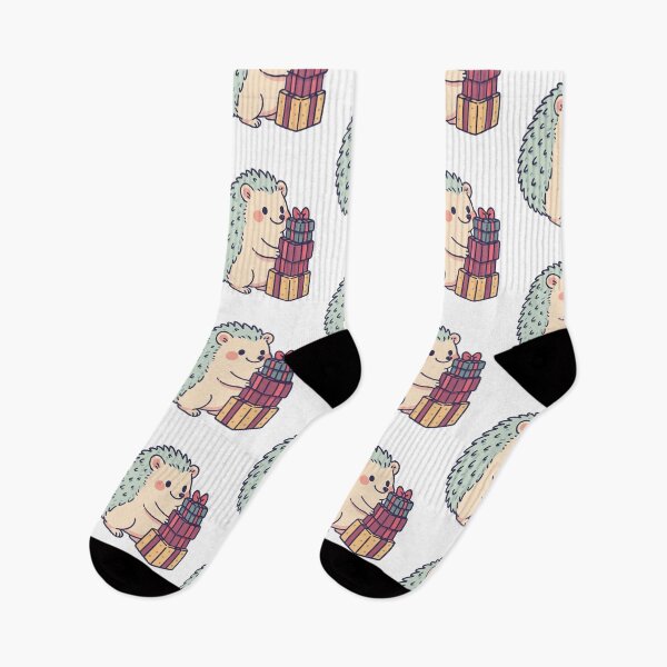 Item preview, Kawaii Hedgehog with Stacked Gifts – Cute Holiday & Birthday Animal Illustration | Adorable Pastel Critter Art designed and sold by BrainBubbleArt.