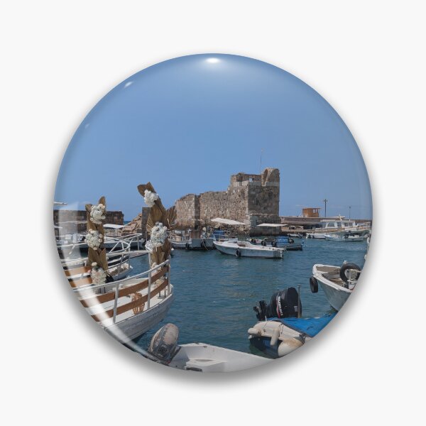 Item preview, Byblos Port Charm: Boats & Ancient Castle Views designed and sold by Photogenic Snap.