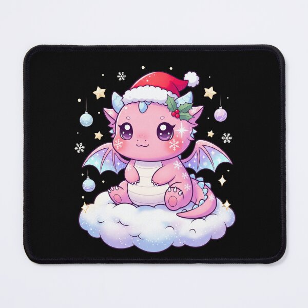 Item preview, Cute Kawaii Christmas Pink Dragon on a Cloud Holiday Art designed and sold by tarikusa02.