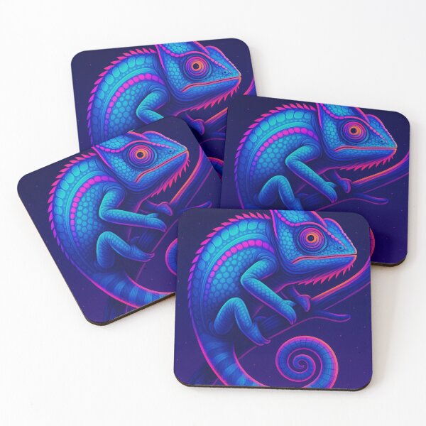 Item preview, Neon Chameleon – Vaporwave Glow Reptile Art designed and sold by GolabMagic.