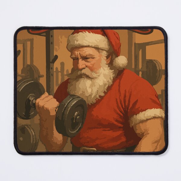 Item preview, Muscle Santa Lifting Weights in Gym Scene designed and sold by -DEEWOLF-.