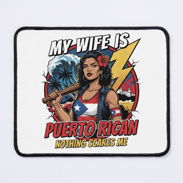 Item preview, Boricua Wife Power - Comic Style Puerto Rico Flag & Taino Sun Design designed and sold by Wear Sculpt.