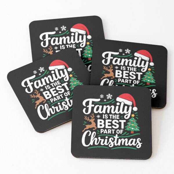 Item preview, Family Is the Best Part of Christmas - Heartwarming Holiday Quote - Festive Santa Hat, Reindeer & Christmas Tree Design designed and sold by BrainBubbleArt.