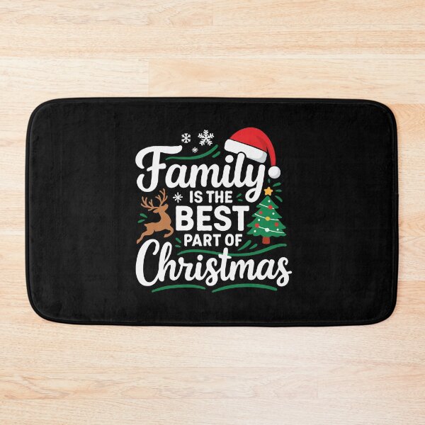 Item preview, Family Is the Best Part of Christmas - Heartwarming Holiday Quote - Festive Santa Hat, Reindeer & Christmas Tree Design designed and sold by BrainBubbleArt.