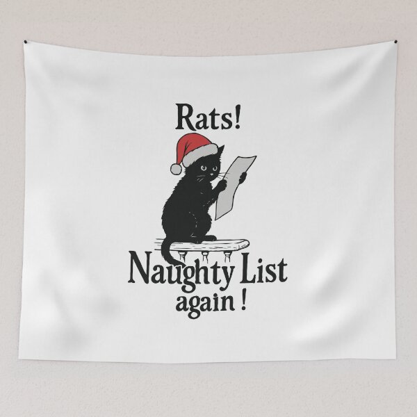 Item preview, Rats! Naughty List Again! Funny Christmas Black Cat with Santa Hat – Cute Naughty Kitty Holiday Humor Gift for Cat Loversoliday Humor Gift for Cat Lovers designed and sold by BrainBubbleArt.