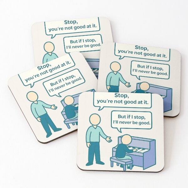Item preview, Never Stop Improving – Motivational Piano Practice Illustration designed and sold by GraphicEX.
