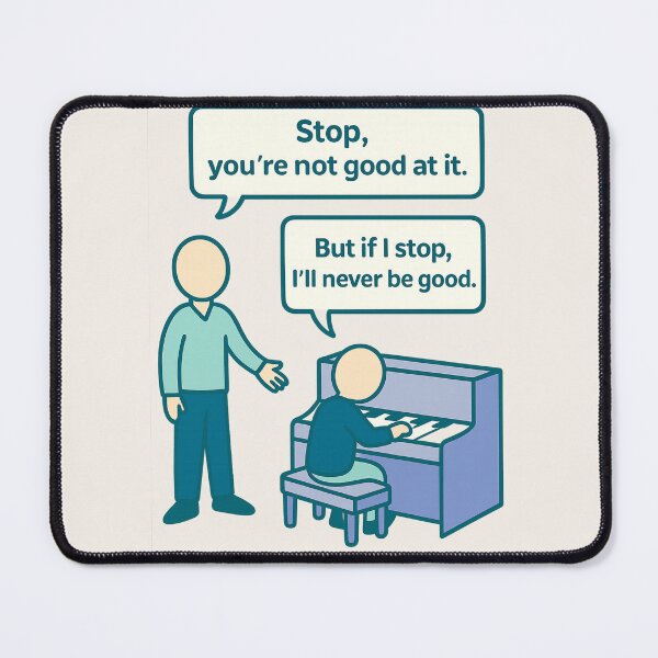 Item preview, Never Stop Improving – Motivational Piano Practice Illustration designed and sold by GraphicEX.