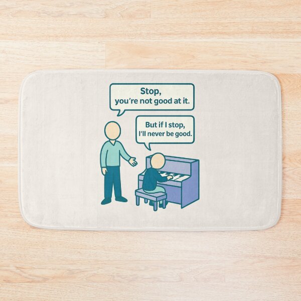 Item preview, Never Stop Improving – Motivational Piano Practice Illustration designed and sold by GraphicEX.