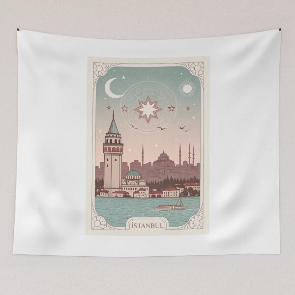 Item preview, Retro Istanbul Travel Poster - Galata Tower and Cityscape View  designed and sold by asliberry.