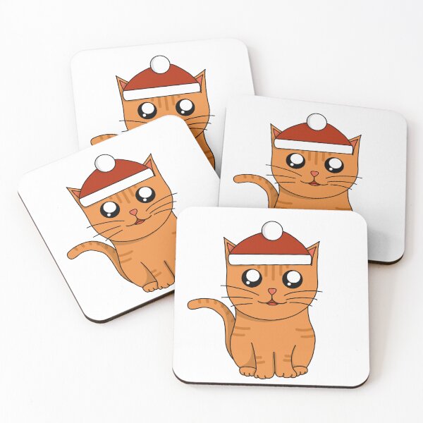 Item preview, Cute Christmas Ginger Cat with Santa Hat designed and sold by GREENZ0NE.