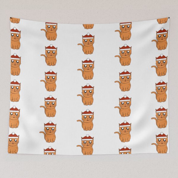 Item preview, Cute Christmas Ginger Cat with Santa Hat designed and sold by GREENZ0NE.