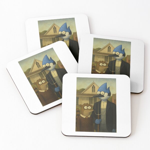 Item preview, Mordecai and Rigby as the American Gothic designed and sold by ShopH0NEY.