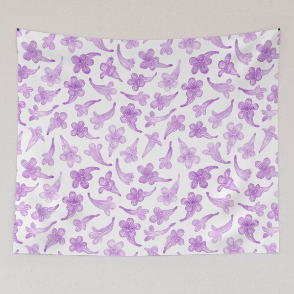 Item preview, Purple Jacaranda Flowers in Watercolor Pattern (White Background) designed and sold by andrebalest.art.