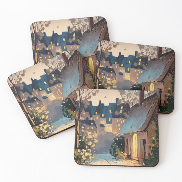 Item preview, Winter French Cottage – Landscape Painting | Original Art by Carraann designed and sold by CARRAANN.
