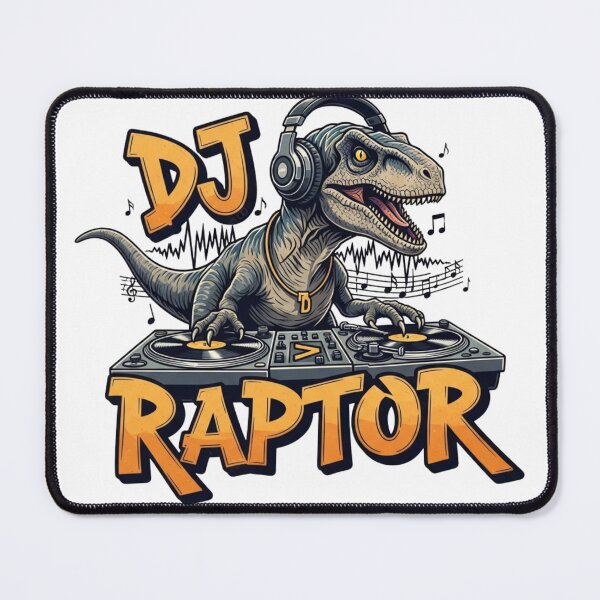 Item preview, DJ Raptor – Cool Velociraptor DJ Music Design designed and sold by DinoPrints-shop.