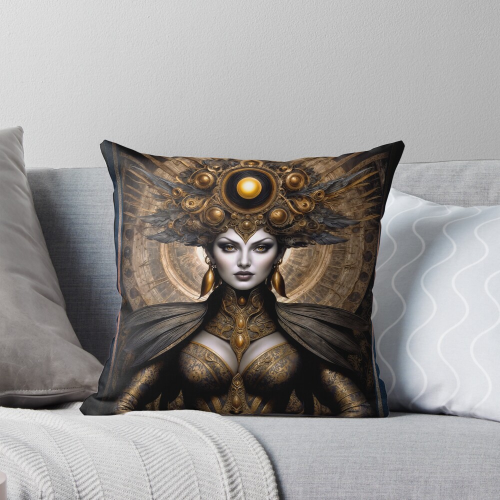 Powabny królewski portret Balarii Rhiphan Grafika koncepcyjna AI autorstwa Xzendor7 3 The Alluring Regal Portrait Of Balaria Rhiphan Striking AI Concept Art by Xzendor7 Decorative Art Print Throw Pillow
