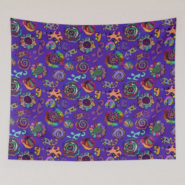 Item preview, Inky Circles Doodles Multicolor on Purple designed and sold by CheriesArt.