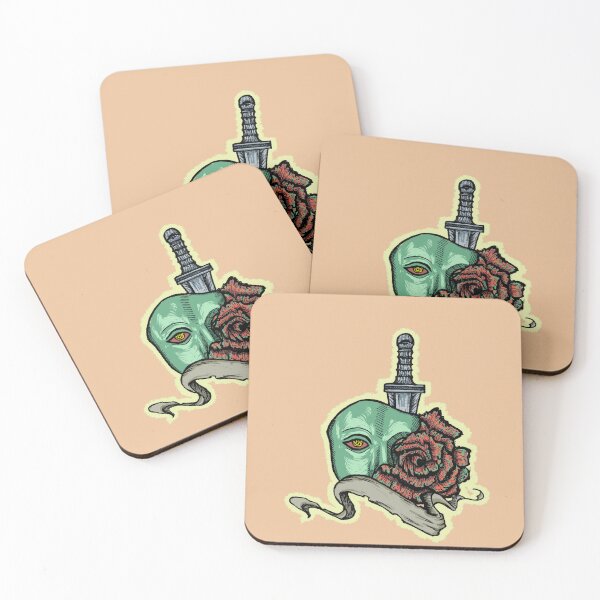 Item preview, Rose, Mask & Dagger | Hand-Drawn Symbolic Design designed and sold by Half Mess.