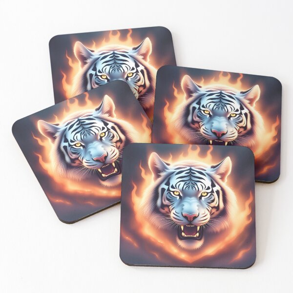 Item preview, White Tiger Face with Flames designed and sold by Mark Cannon.