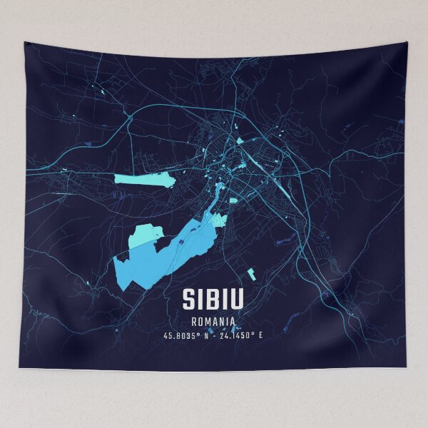 Item preview, Sibiu Midnight City Map designed and sold by HomeLivingCo.