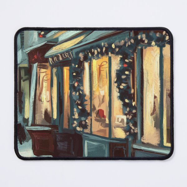 Item preview, Cozy Paris Storefront at Christmas . French Winter Scene. Art By Carraann designed and sold by CARRAANN.
