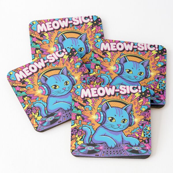 Item preview, MEOW-SIC! - 80s/90s Pop Art Neon DJ Cat designed and sold by EsenciaZen.