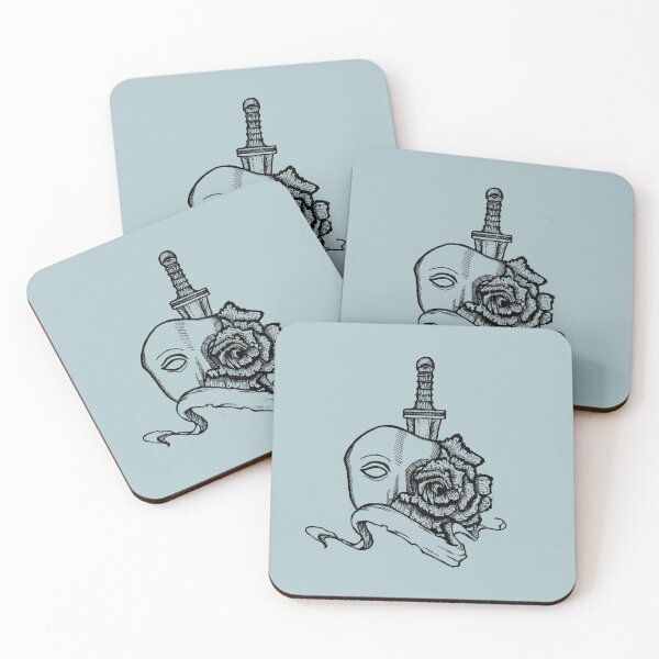 Item preview, Rose, Mask & Dagger | Hand-Drawn Symbolic Design designed and sold by Half Mess.