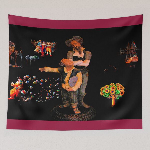 Item preview, "Don Quixote" The Knight and His Squire: Surreal Black Background Vignettes designed and sold by daweave77.