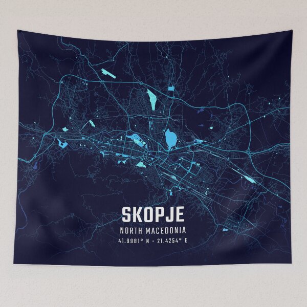 Item preview, Skopje Midnight City Map designed and sold by HomeLivingCo.