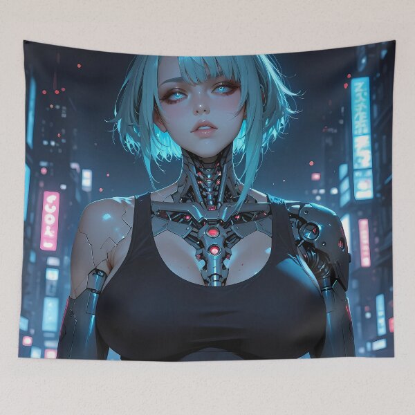 Item preview, Hot Anime Cyborg Girl With Futuristic Power Aura designed and sold by BorgSpareParts.