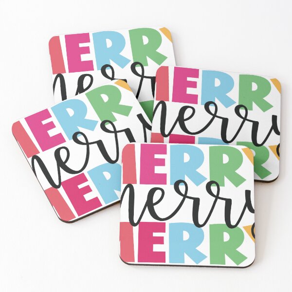 Item preview, Merry Merry Merry – Colorful Christmas Typography Design designed and sold by Educlips.