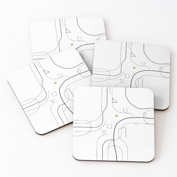 Item preview, Abstract Harmony Minimalist Geometry Line Art Gold Accent White Design designed and sold by DarkNight9.