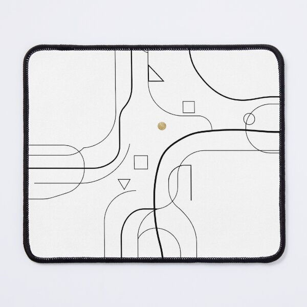 Item preview, Abstract Harmony Minimalist Geometry Line Art Gold Accent White Design designed and sold by DarkNight9.