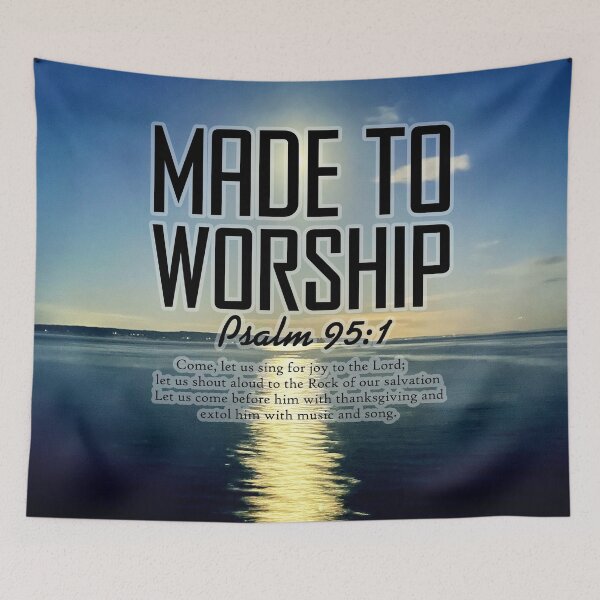 Item preview, Psalm 95:1 MADE TO WORSHIP Christian Moonlight Art – Inspirational Bible Verse Design designed and sold by Alaska Magick.