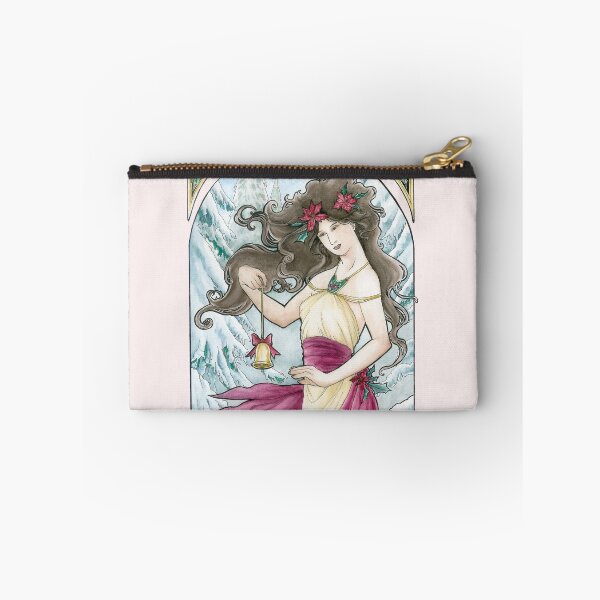 Item preview, Holiday Art Nouveau Woman with Bell and Poinsettia in the Snow - Spirits of Winter Series designed and sold by angelasasser.