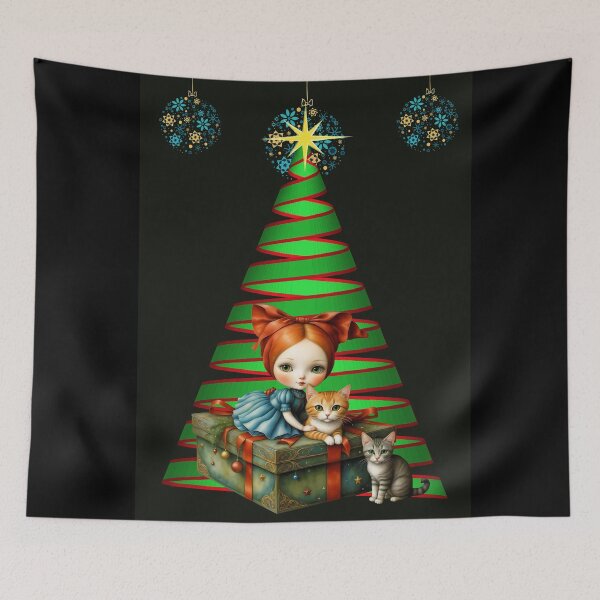 Item preview, SPENDING CHRISTMAS WITH HER KITTY CATS designed and sold by Tammera.
