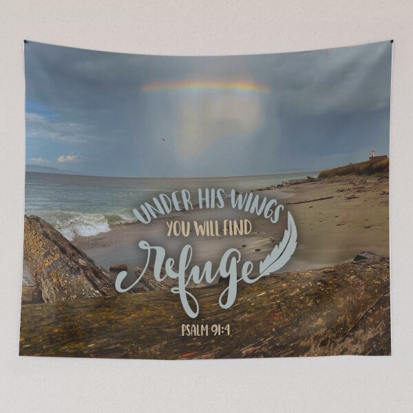 Item preview, Psalm 91:4 “Under His Wings You Will Find Refuge” Christian Coastal Art – Inspirational Bible Verse Design designed and sold by Alaska Magick.